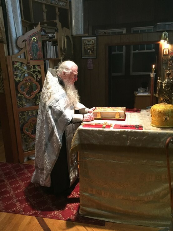 Priest Father Andrei Semyanko during Vigil service